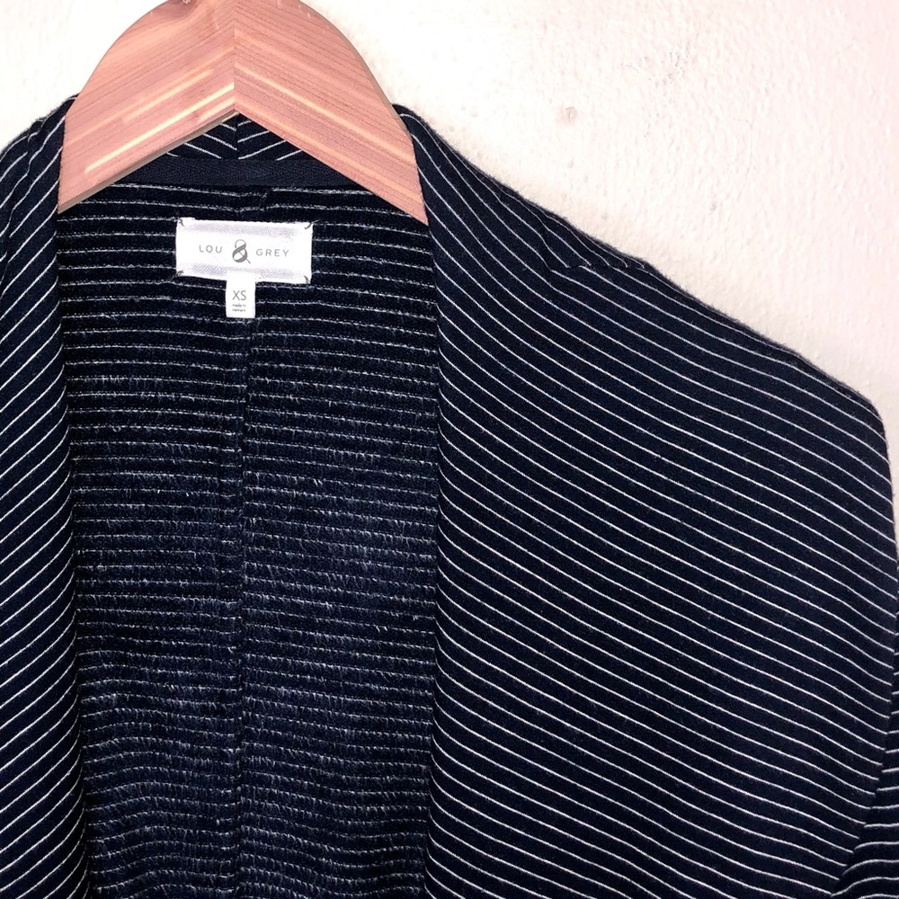 Lou & Grey navy striped Signaturesoft open jacket - Picture 3 of 3